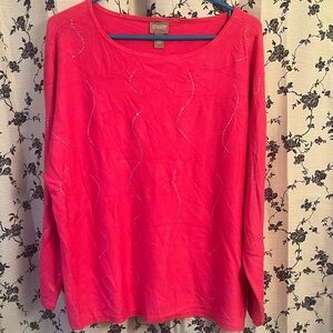 Chico's Hot Pink Sparkle Embellished Sweater